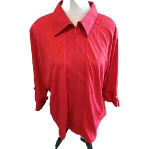 NWT Coldwater Creek Shirt Full Zip‎ Women Large Red 3X